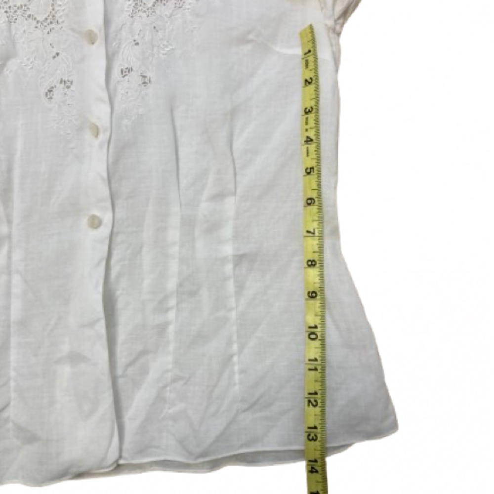 Vintage White Lace Embroidered Women's Blouse, Top, Cut Out Retro Small - Picture 8 of 8
